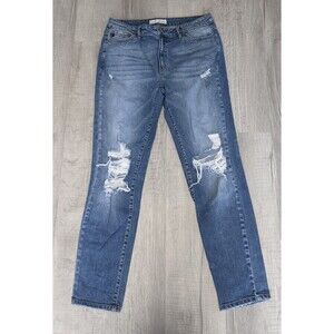 Kancan Estilo Jeans KC8364M Distressed Blue Women's Sz 9/28 High Waisted Cuffed